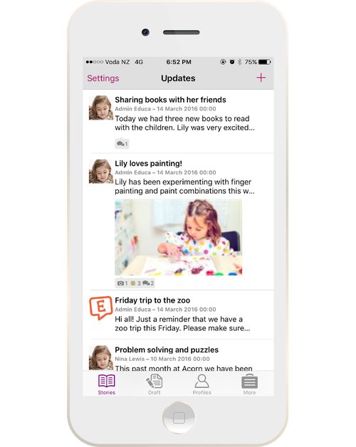 childcare app on iPhone